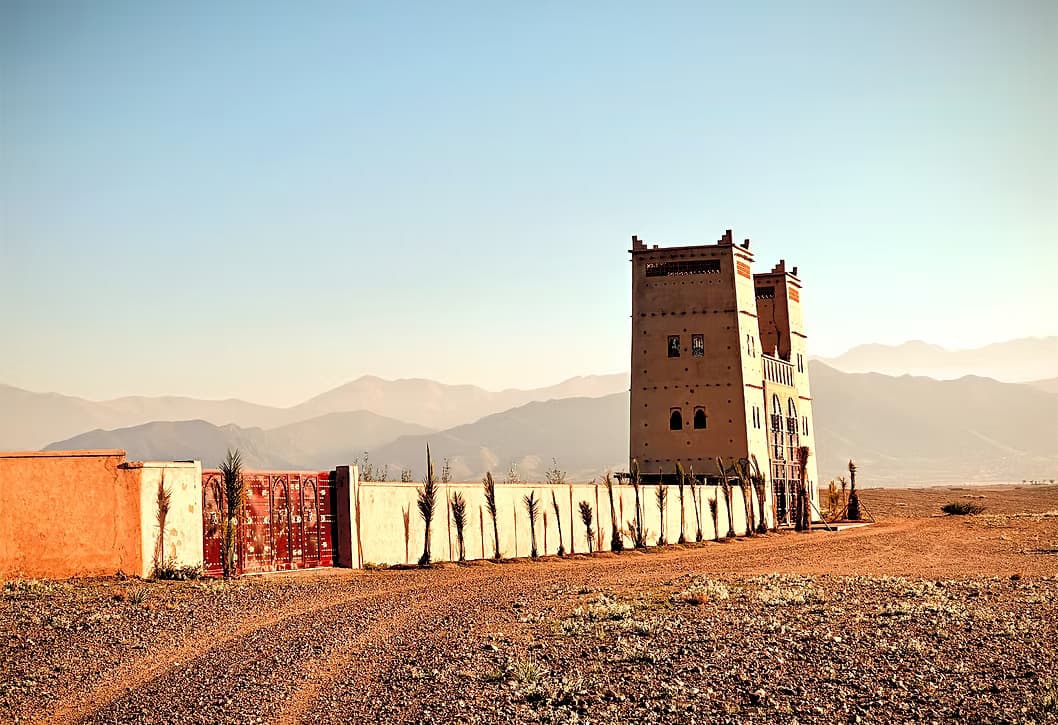 Borj Atlas building with a beautiful view of the Atlas Mountains.