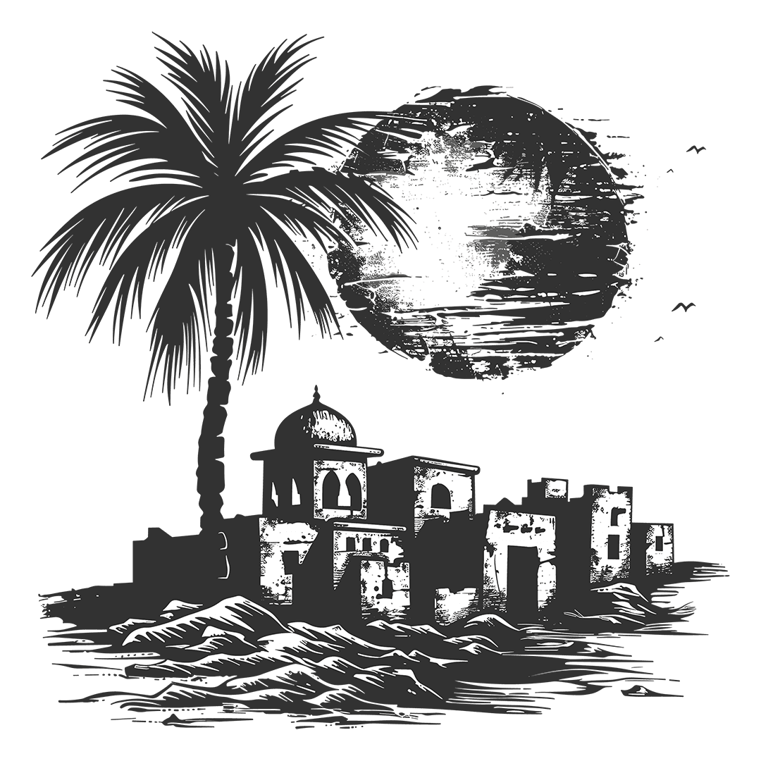 Desert village illustration decoration